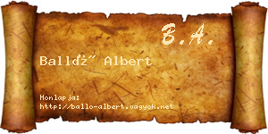 Balló Albert névjegykártya